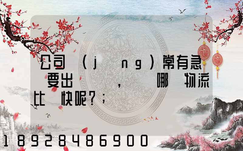 公司經(jīng)常有急貨要出，請問哪個物流比較快呢？